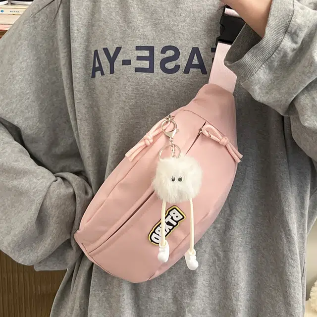爱尔绅特 小清新休闲百搭字母 尼龙 胸包 女款 白色/黄色/粉色/绿色/黑色