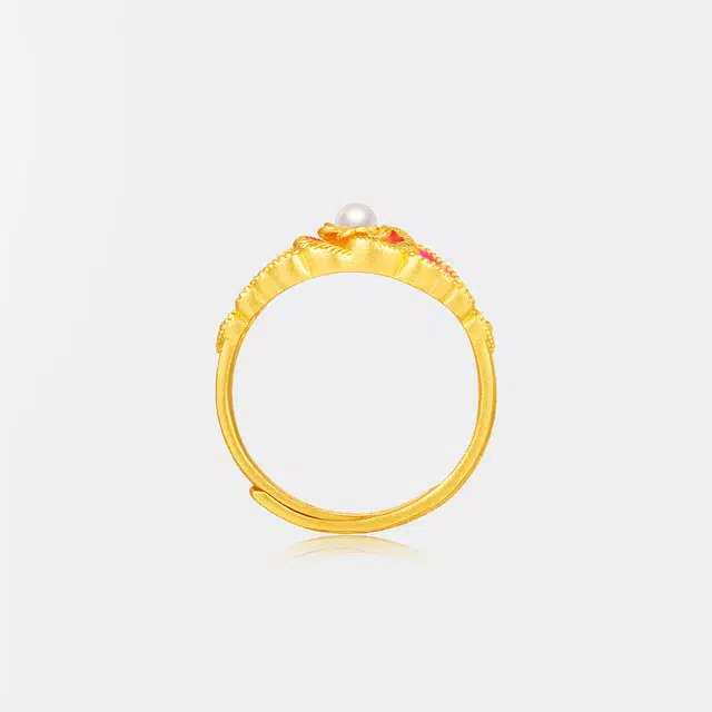 曼卡龙 富贵花 蝶舞 足金 按克计价 黄金戒指 女款