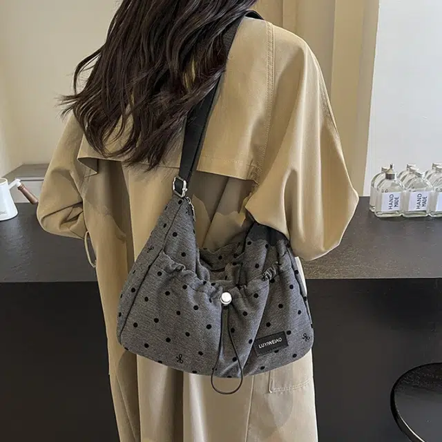 巴朗熊 撞色波点法式休闲 布 单肩包 女款 多色