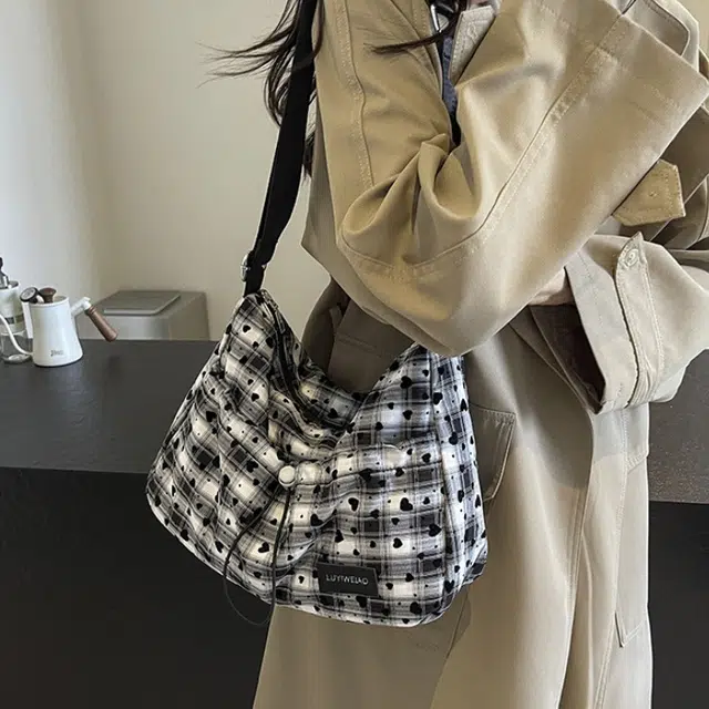 巴朗熊 撞色波点法式休闲 布 单肩包 女款 多色
