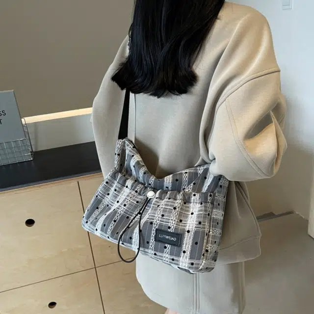 巴朗熊 撞色波点法式休闲 布 单肩包 女款 多色