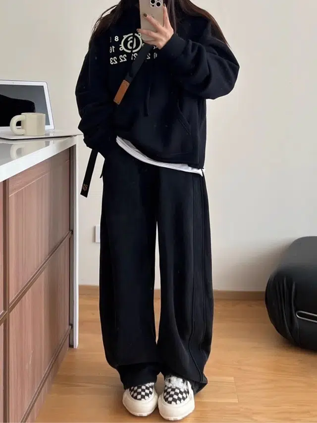 囍鱼少女 纯色宽松适中高腰休闲裤 女款