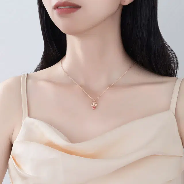 琦珂 萌龙吉祥国风锁骨链可爱国潮 项链 女款