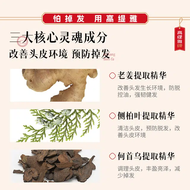 高缇雅生姜防脱固发精华套装 防脱滋养头皮舒缓强韧植物养护