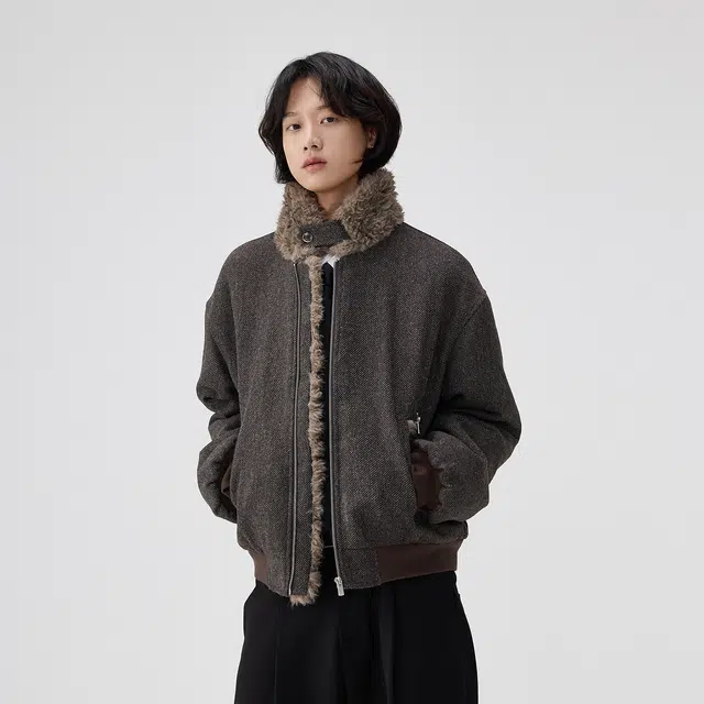 BENMYSHOWER Wool Collar Padded Coat