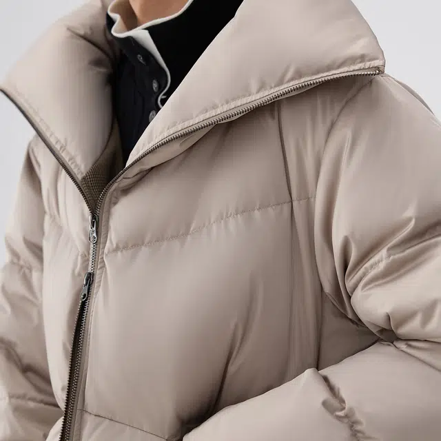 BENMYSHOWER Plaid Lined Short Down Jacket