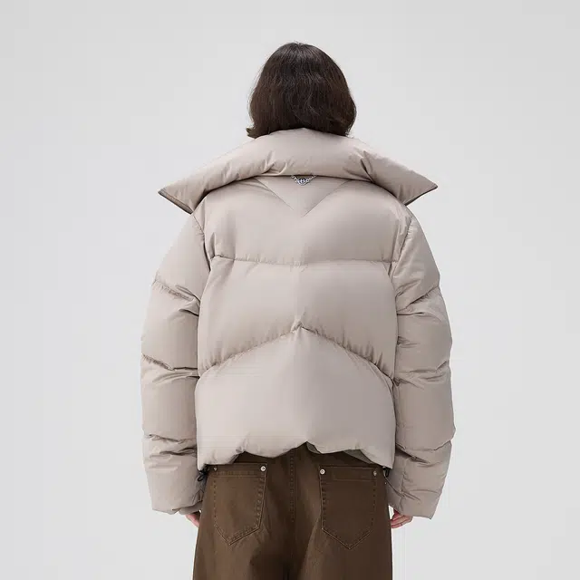 BENMYSHOWER Plaid Lined Short Down Jacket