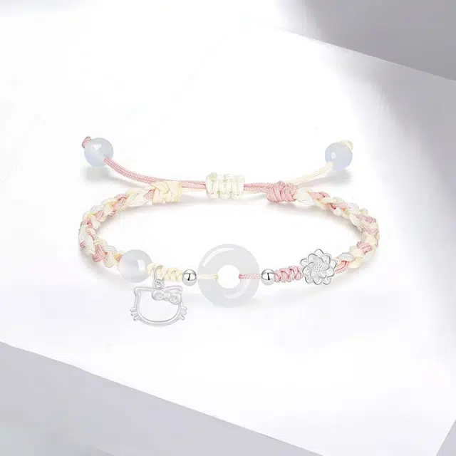 【S999足银|镂空猫咪】 岁月静好 萌趣可爱猫猫 卡通个性甜美萌宠日常礼赠轻奢设计精致显白恋爱告白通勤百搭 琉璃 玉石手绳 男女同款情侣款