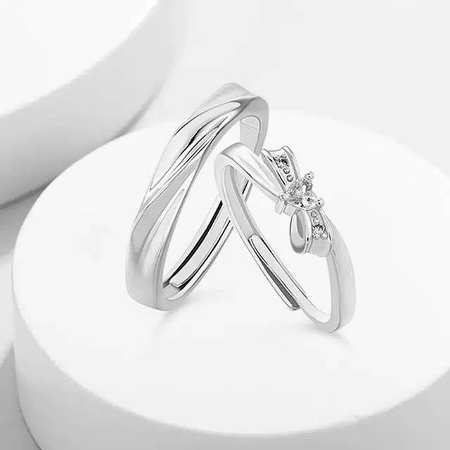 闪光蝴蝶结女朋友对戒 在逃公主轻奢时尚小众设计感开口戒日常百搭 爱意交织 甜蜜饰爱 岁月静好 可调节一对#好运 锆石 戒指 男女同款情侣款