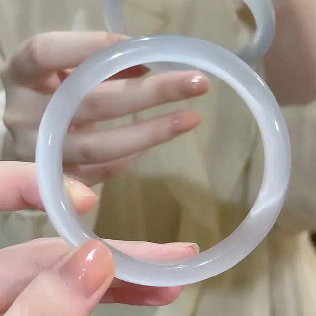 【精选高品质】 岁月静好 三生三世冰蓝叠戴套装 一步一响三生有杏吉祥如意招财纳福新中式气质优雅大方百搭#好运 玻璃猫眼 手镯 女款