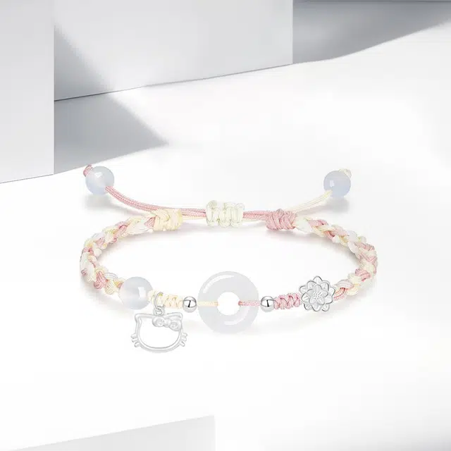 【S999足银|镂空猫咪】 岁月静好 萌趣可爱猫猫 卡通个性甜美萌宠日常礼赠轻奢设计精致显白恋爱告白通勤百搭 琉璃 玉石手绳 男女同款情侣款