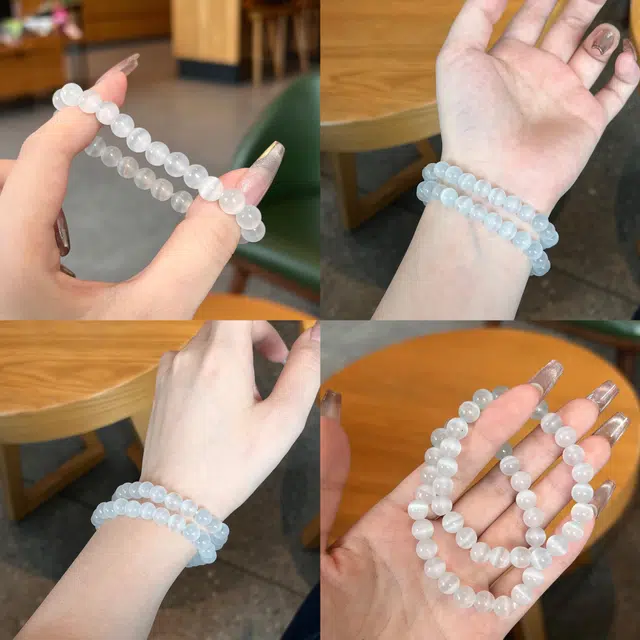 【精选高品质】经典白月光莫比乌斯套装叠戴新中式国潮古色古香旗袍汉服一步一响宫廷贵妃 岁月静好 #好运 玻璃猫眼 手镯 男女同款情侣款