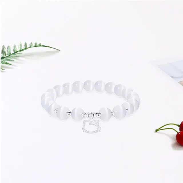 【招财吸金|可爱小猫】 岁月静好 萌趣卡通猫咪森系足银镂空猫咪吊坠轻奢小众设计感桃花粉手饰小众创意优雅#好运 琉璃 手镯 男女同款情侣款