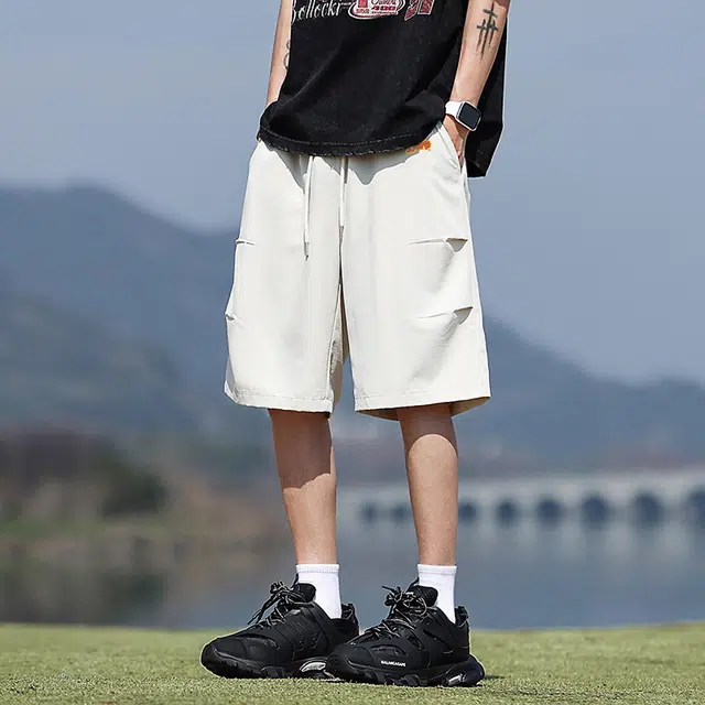 蓝精灵 美式潮流舒适过膝五分沙滩透气运动印花简约速干宽松风篮球裤跑步健身训练休闲短裤 男女同款