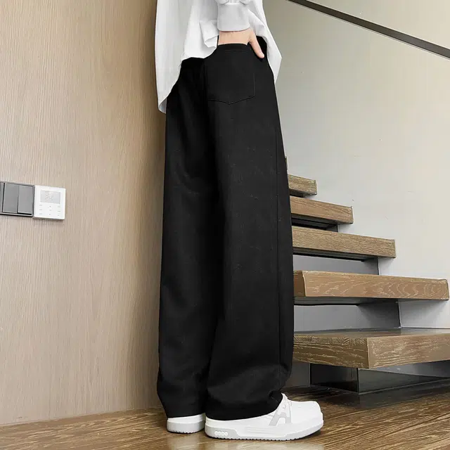 蓝精灵 显高显瘦显腿长垂感美式高街潮牌简约休闲扎染脏脏裤舒适柔软亲肤潮流百搭帅气时尚日常通勤系带宽松直筒阔腿针织运动裤 男女同款