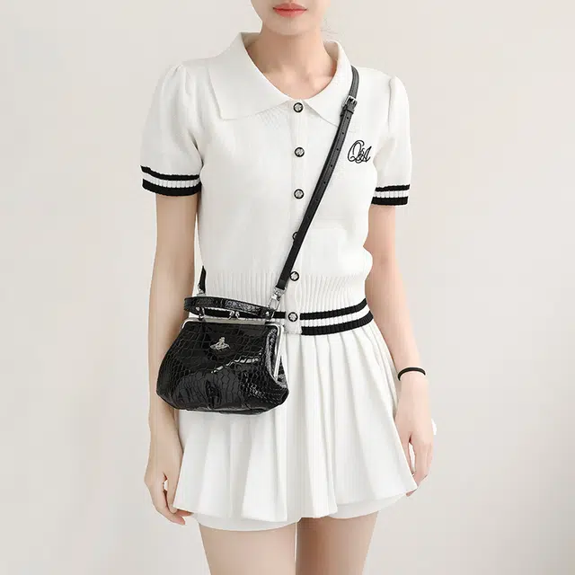 兰宝梵 适用西太后 星球饺子包 珍珠链条斜挎替换配件改造包带 超纤 肩带 包周边 女款 黑色