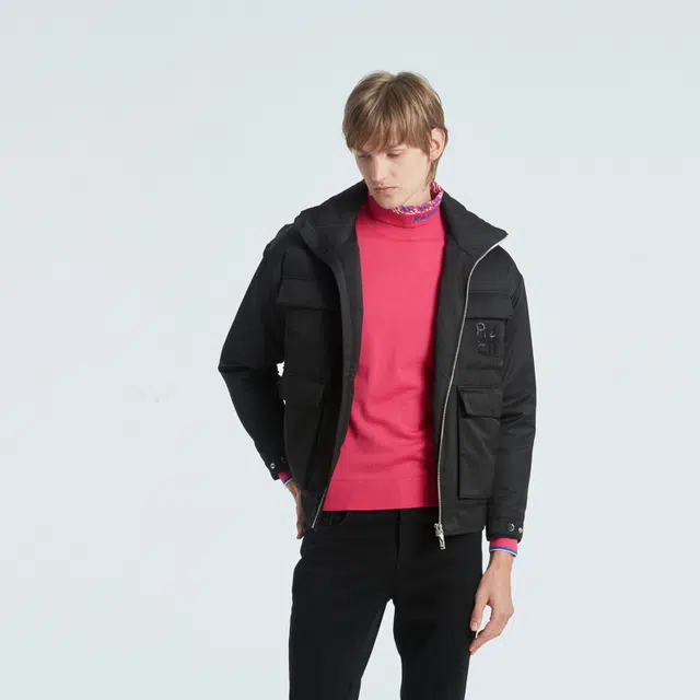 RARE FW23 Solid Color Cargo Pocket Down Jacket Black