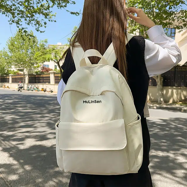 木林森 日系复古原宿风简约百搭 帆布 双肩包 男女同款情侣款 多色