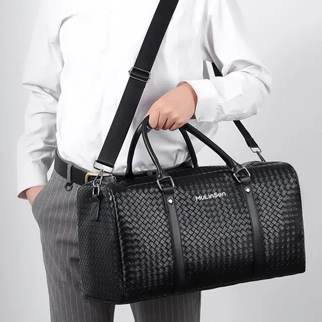 木林森 干湿分离短途出差健身包时尚潮流百搭多功能 涤纶 单肩斜挎旅行包 男女同款情侣款 黑色/棕色