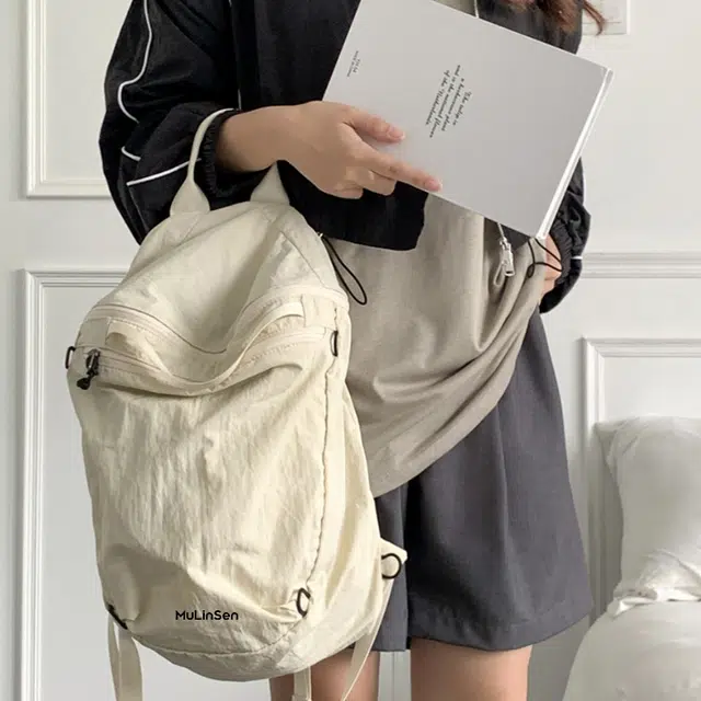 木林森 日系简约慵懒风通勤小众设计时尚百搭 涤纶（聚酯纤维） 双肩包 女款 多色