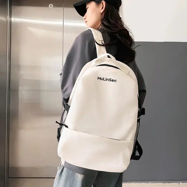 木林森 时尚简约纯色大容量文艺学院风通勤户外出游防泼水旅行背包 尼龙拼涤纶 双肩包 常规 男女同款情侣款 多色