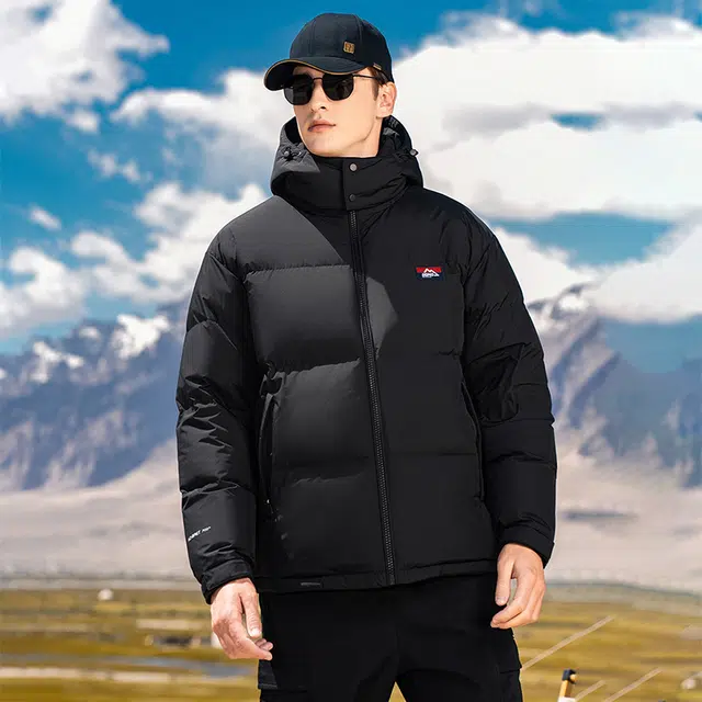 鸭鸭 极寒系列 美式时尚潮流百搭短款可拆卸帽户外运动厚款防风保暖休闲面包羽绒服 男款