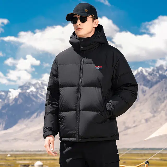鸭鸭 极寒系列 美式时尚潮流百搭短款可拆卸帽户外运动厚款防风保暖休闲面包羽绒服 男款
