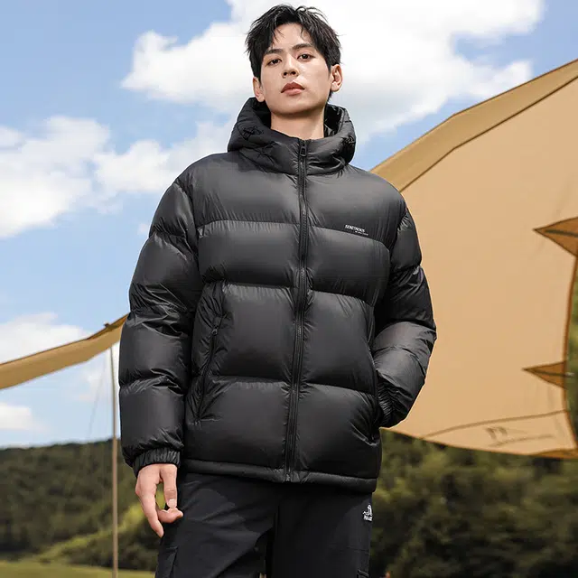 鸭鸭 时尚运动系列 韩版休闲短款连帽外套户外防寒保暖基础款面包羽绒服 通用