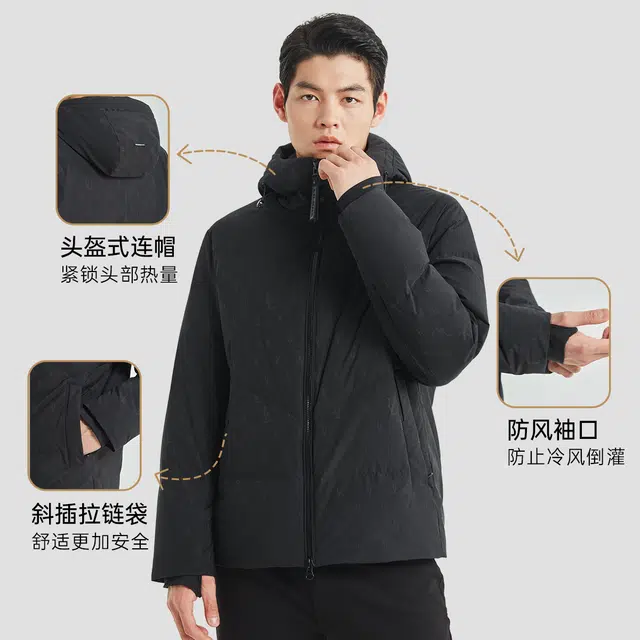 利郎 寒冷系列/防泼水纯色保暖外套商务休闲白鸭绒合身质感极简风羽绒服 男款