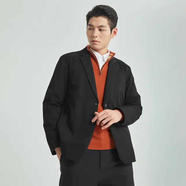利郎 轻暖系列 西装领保暖商务休闲纯色极简风质感羽绒服 男款