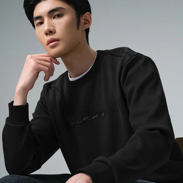 利郎 内里加绒字母图案商务休闲远红外发热保暖冬季卫衣 男款