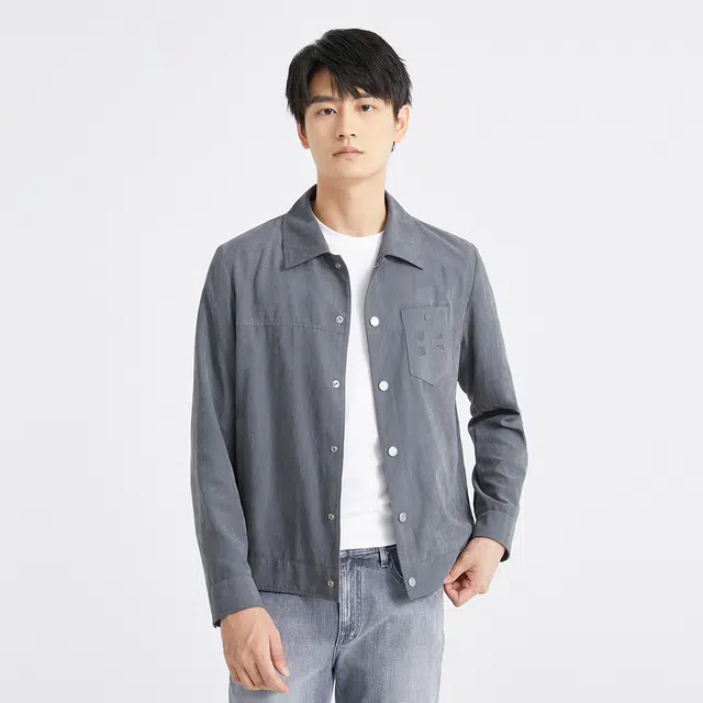利郎 纯色翻领商务休闲合身质感百搭短款极简风夹克外套 男款