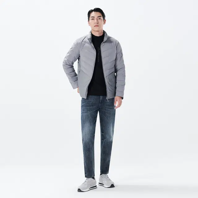 利郎 双层织造立领保暖商务休闲纯色极简风轻薄羽绒服 男款