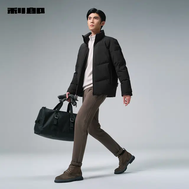 利郎 商务休闲立领锻炼质感通勤纯色保暖拒水羽绒服 男款