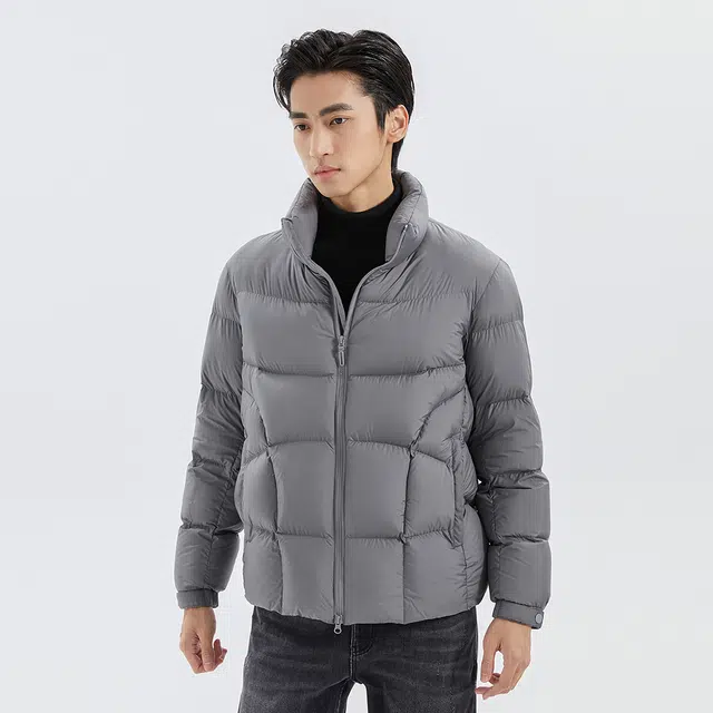 利郎 轻柔立领短款保暖外套 商务休闲纯色白鸭绒面包羽绒服 男款