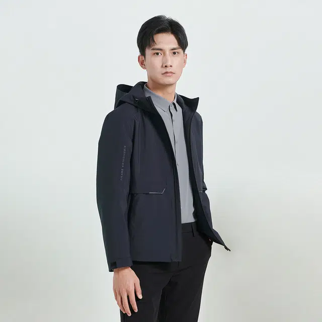利郎 夹薄棉三防功能商务休闲连帽极简风保暖夹克外套 男款