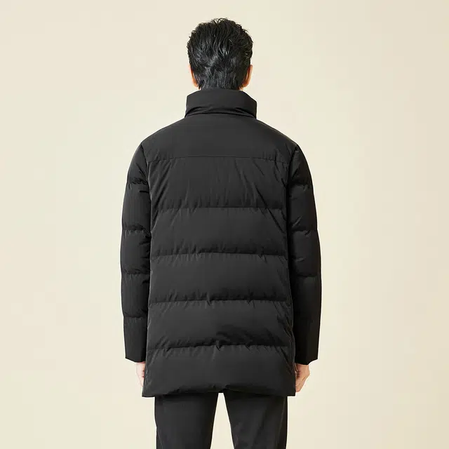 利郎 双重门襟纯色保暖商务休闲纯色立领白鸭绒质感极简风中长款羽绒服 男款