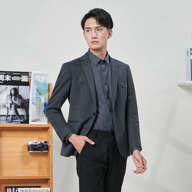 利郎 肌理提花西服外套 商务休闲修身质感西装 男款