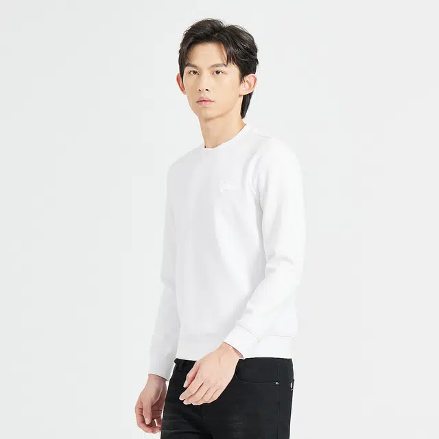 利郎 纯色圆领印花打底衫商务休闲质感百搭极简风卫衣 男款