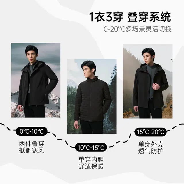 利郎 功能商旅一衣三穿连帽轻暖质感百搭冬季羽绒服 男款