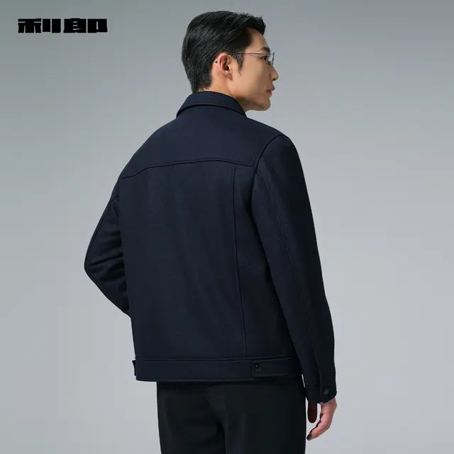 利郎 品位商务保暖含绵羊毛短款翻领时尚毛呢冬季大衣 男款