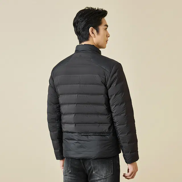利郎 双层织造立领保暖商务休闲纯色极简风轻薄羽绒服 男款