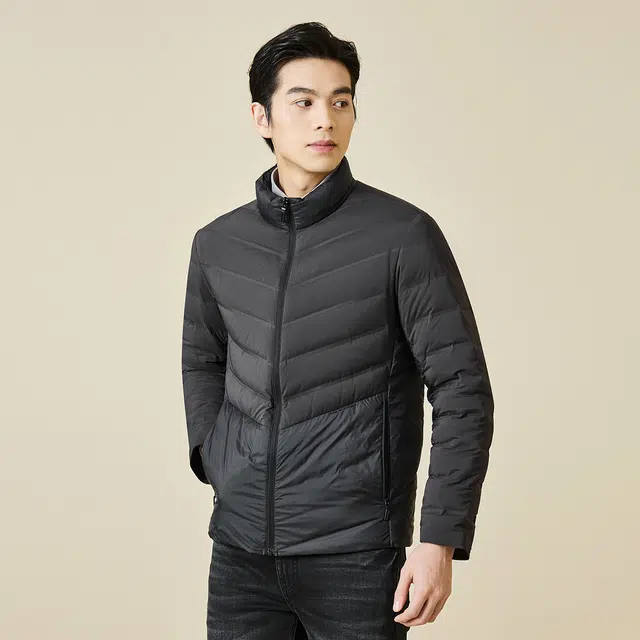 利郎 双层织造立领保暖商务休闲纯色极简风轻薄羽绒服 男款