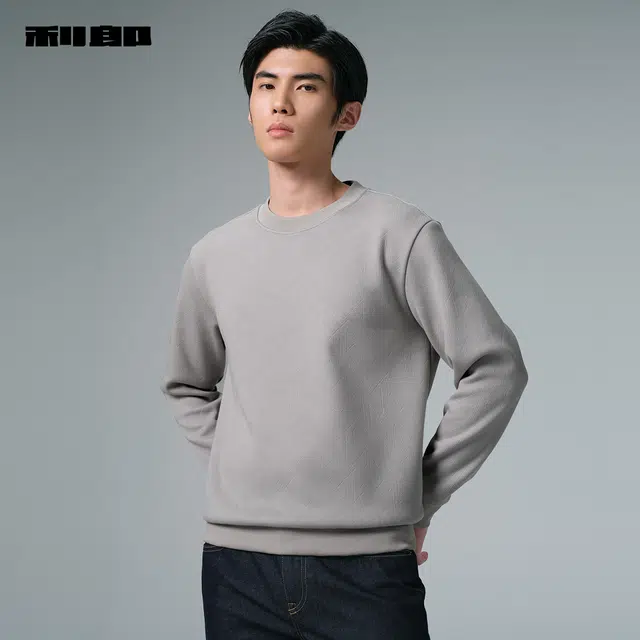 利郎 都市都市内里加绒保暖圆领含莫代尔冬季卫衣 男款