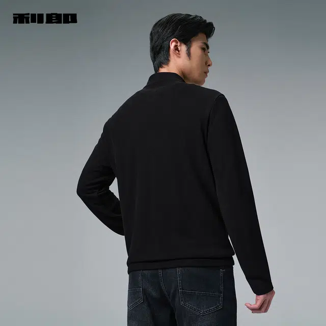 利郎 澳绒半高领拉链装饰保暖打底衫时尚都市质感冬季卫衣 男款