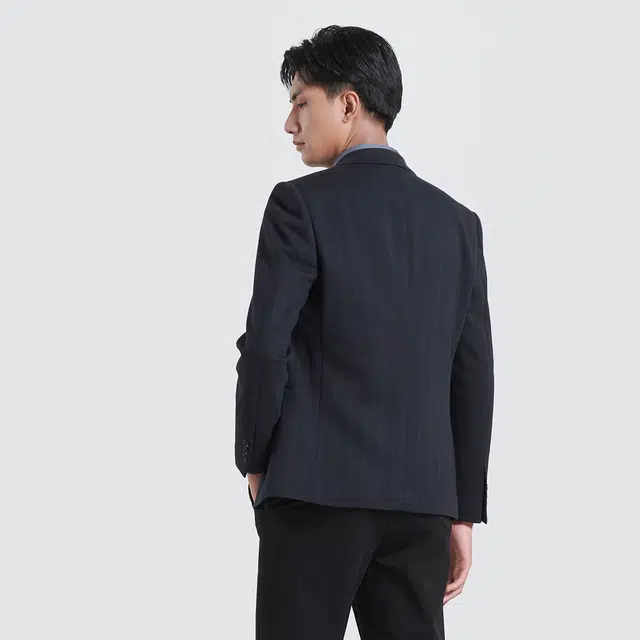利郎 绵羊毛修身商务休闲西服外套单排两粒扣质感纯色极简风西装 男款 深蓝