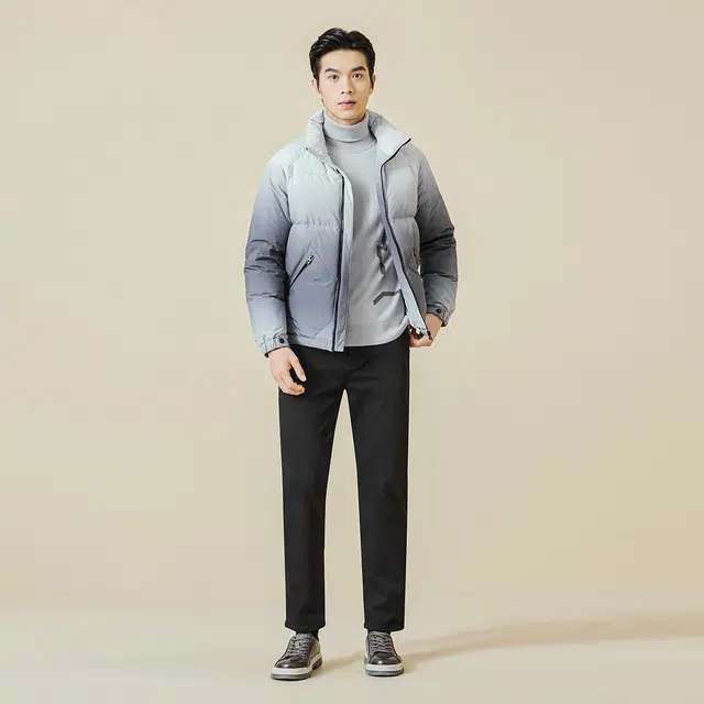 利郎 寒冷系列 商务休闲渐变短款羽绒服 男款 灰白