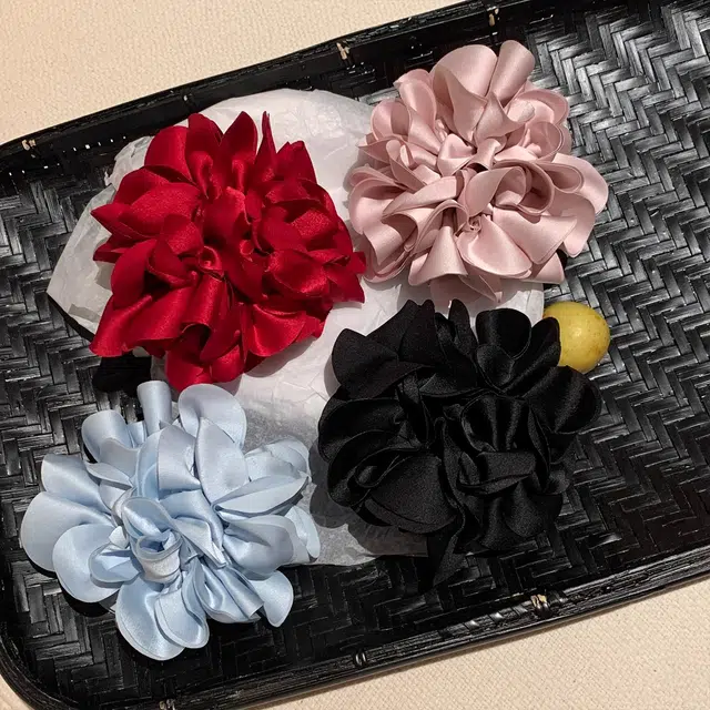 芒果饰品 超仙夏日多层花瓣大肠头绳发饰头花 布艺 发圈 女款