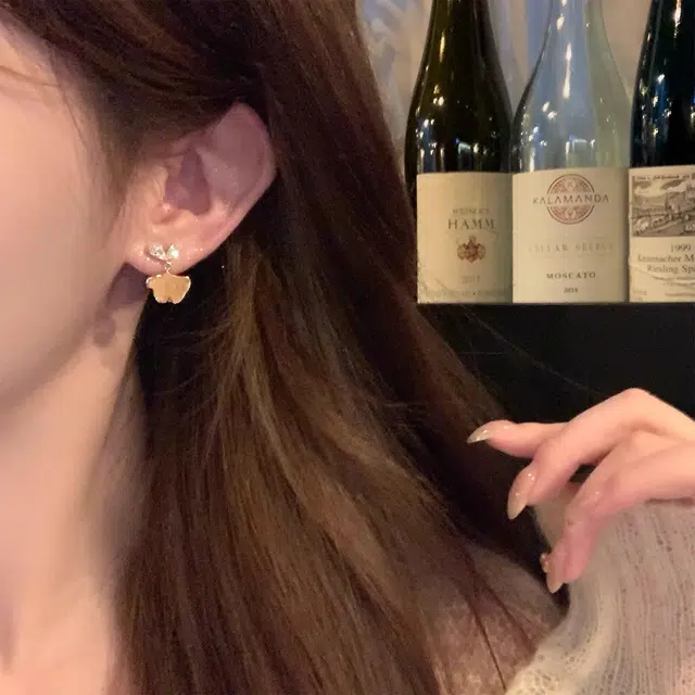 芒果饰品 韩系闪锆碎冰枫叶 铜合金 耳环 女款