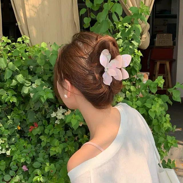 芒果饰品 绝美人鱼姬三角梅花朵抓夹 锆石 发夹 女款